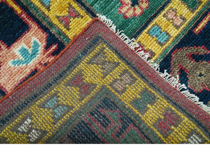 Custom Made Red And Green Traditional Heriz Design Hand Knotted Wool Rug - The Rug Decor