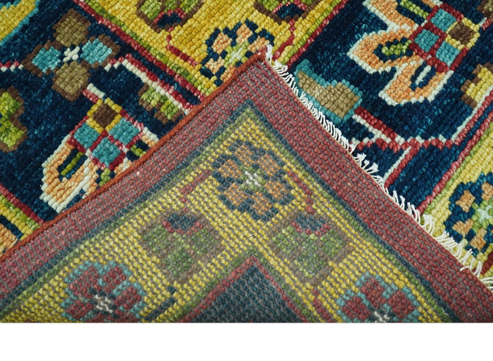 Custom Made Red And Mustard Traditional Floral Design Hand Knotted Wool Rug - The Rug Decor