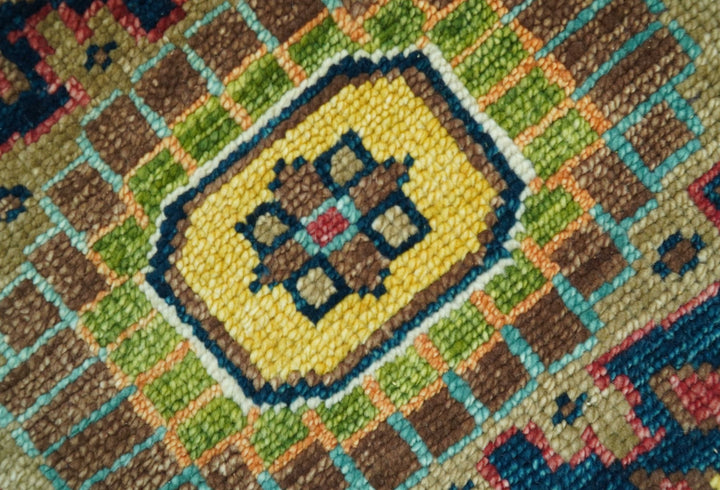 Custom Made Red And Mustard Traditional Floral Design Hand Knotted Wool Rug - The Rug Decor