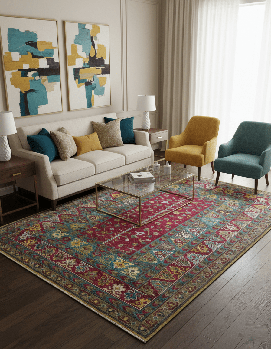 Custom Made Red And Olive Traditional Floral Design Hand Knotted Wool Rug - The Rug Decor