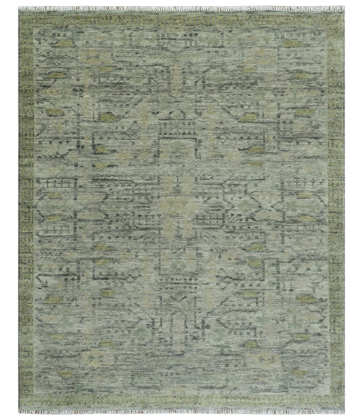 Custom Made Rug Modern Transitional Design Beige And Green Hand Knotted wool - The Rug Decor