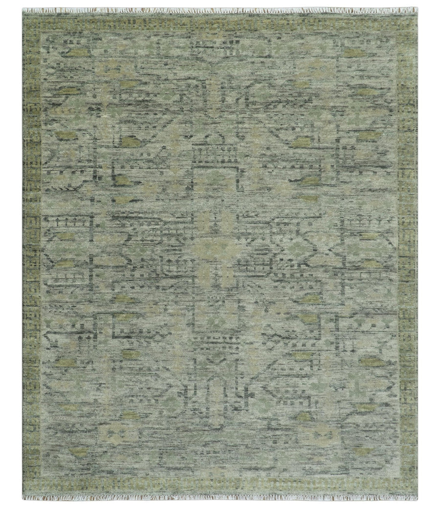 Custom Made Rug Modern Transitional Design Beige And Green Hand Knotted wool - The Rug Decor