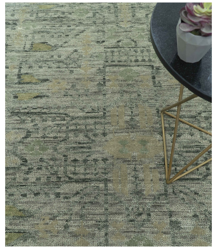 Custom Made Rug Modern Transitional Design Beige And Green Hand Knotted wool - The Rug Decor