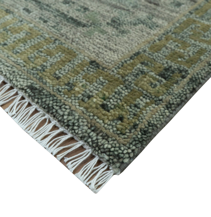 Custom Made Rug Modern Transitional Design Beige And Green Hand Knotted wool - The Rug Decor