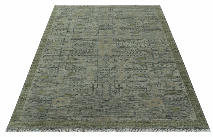Custom Made Rug Modern Transitional Design Beige And Green Hand Knotted wool - The Rug Decor