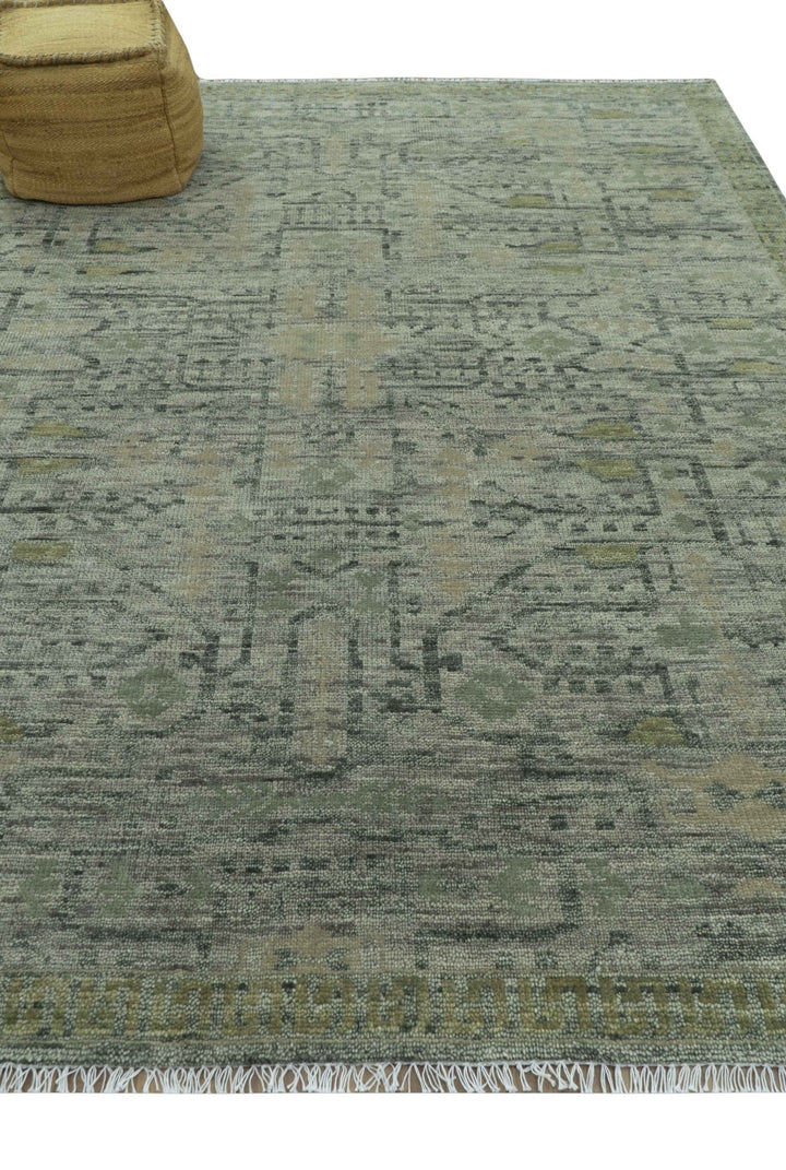 Custom Made Rug Modern Transitional Design Beige And Green Hand Knotted wool - The Rug Decor