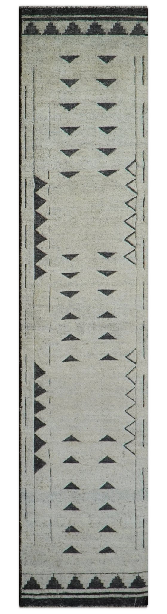 Custom Made Runner Contemporary Style Beige Hand Knotted Wool Rug - The Rug Decor