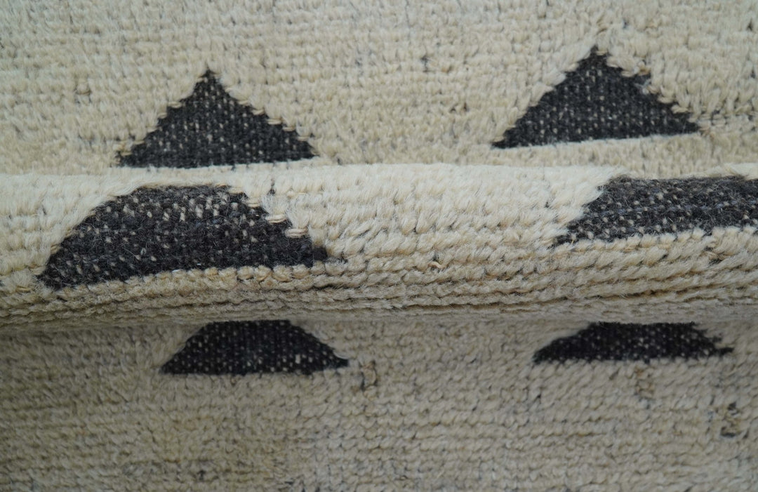 Custom Made Runner Contemporary Style Beige Hand Knotted Wool Rug - The Rug Decor