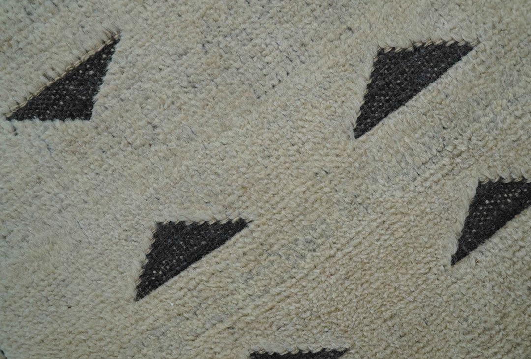 Custom Made Runner Contemporary Style Beige Hand Knotted Wool Rug - The Rug Decor