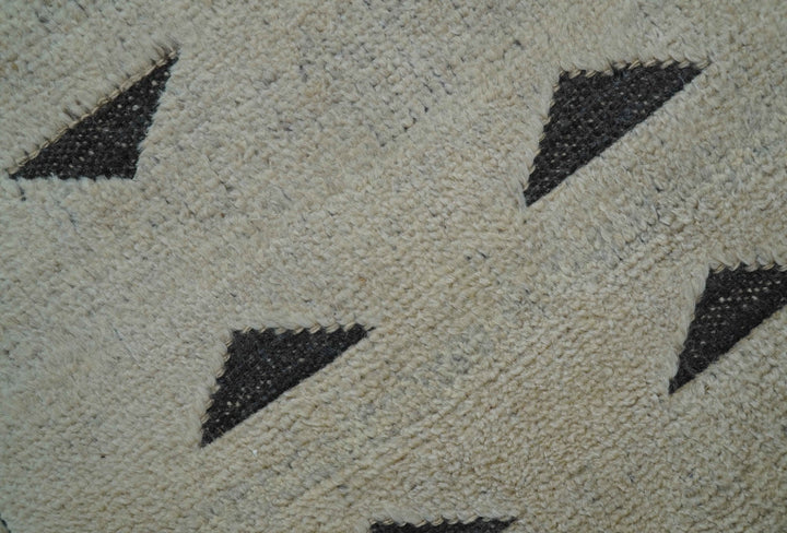 Custom Made Runner Contemporary Style Beige Hand Knotted Wool Rug - The Rug Decor