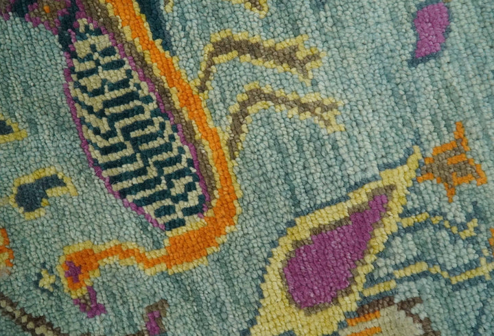 Custom Made Runner Jungle Life Peacock Green Hand Knotted Wool Rug - The Rug Decor