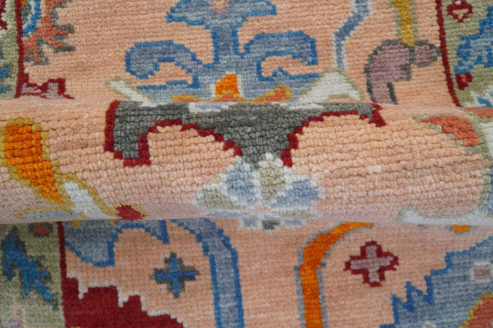 Custom Made Runner Oushak Peach And Green Wool Rug - The Rug Decor