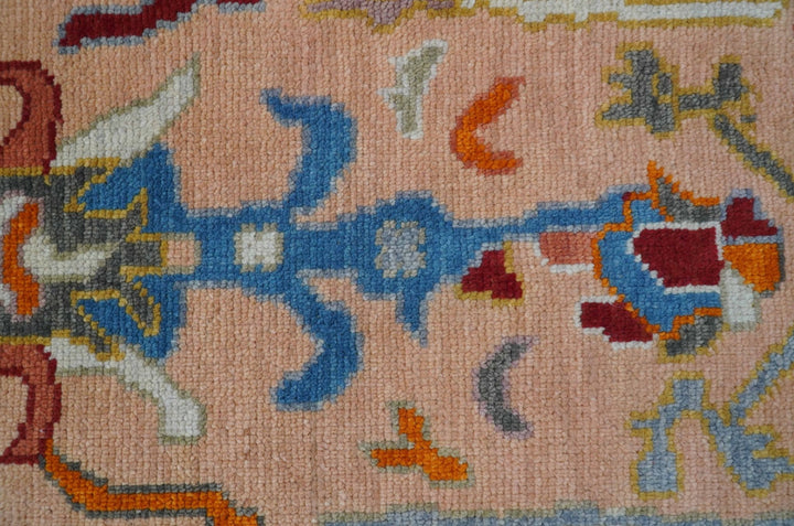 Custom Made Runner Oushak Peach And Green Wool Rug - The Rug Decor