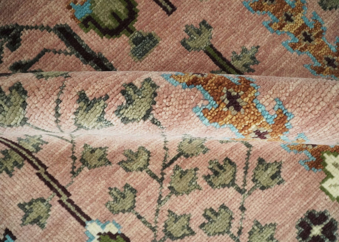 Custom Made Runner Rug Pink And Olive Tree of life Hand Knotted - The Rug Decor