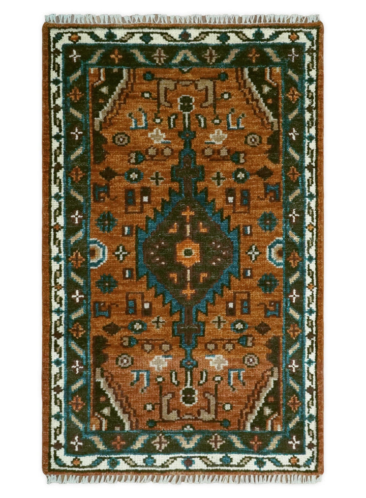 Custom Made Runner Rust And Brown Oriental Hand Knotted Wool Rug - The Rug Decor