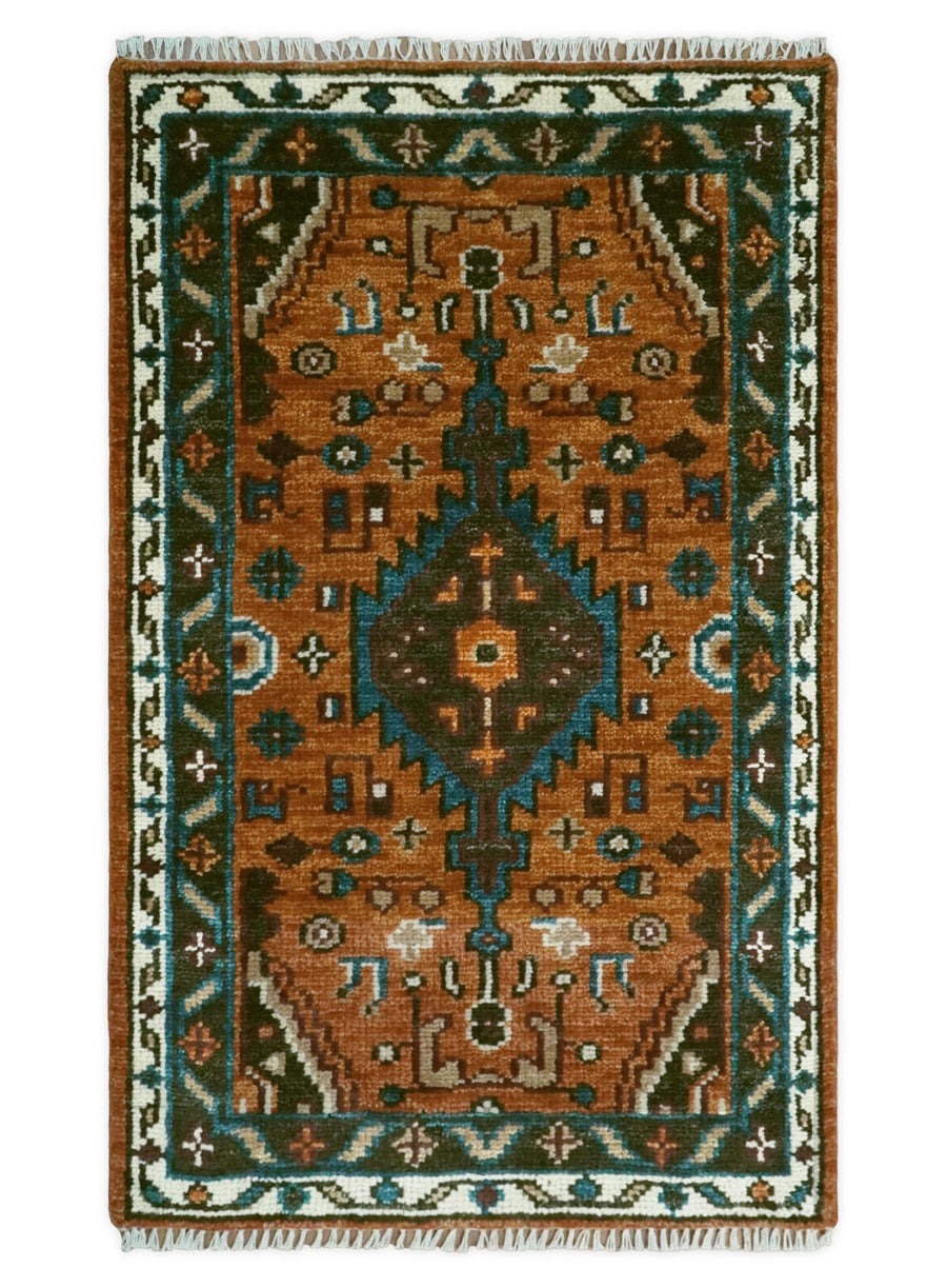 Custom Made Runner Rust And Brown Oriental Hand Knotted Wool Rug - The Rug Decor