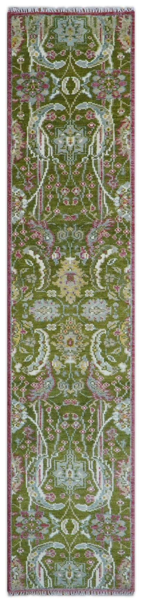 Custom Made Runner The Peacock Garden Green Hand Knotted Wool Rug - The Rug Decor