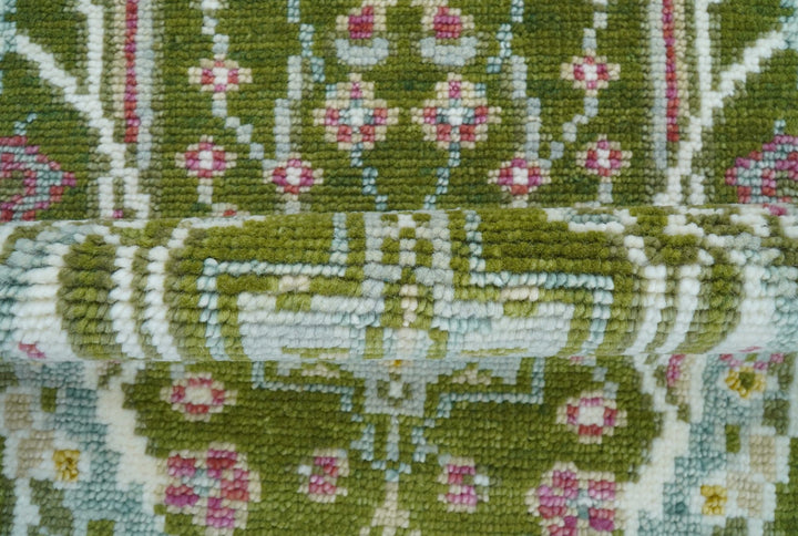 Custom Made Runner The Peacock Garden Green Hand Knotted Wool Rug - The Rug Decor