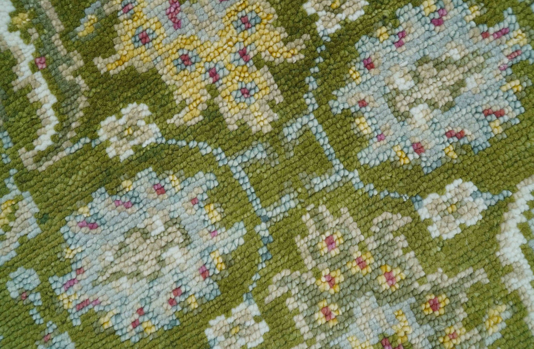 Custom Made Runner The Peacock Garden Green Hand Knotted Wool Rug - The Rug Decor