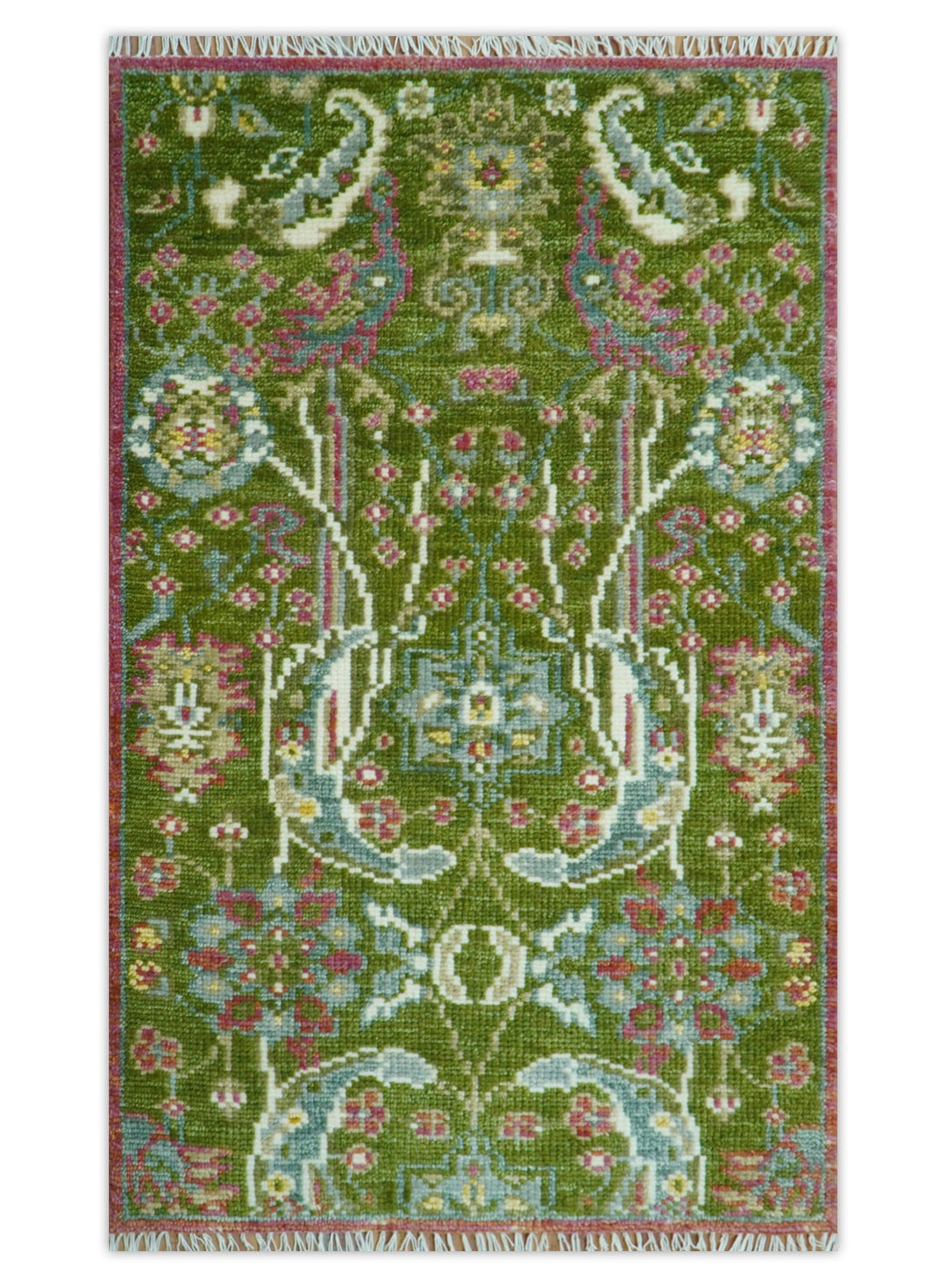 Custom Made Runner The Peacock Garden Green Hand Knotted Wool Rug - The Rug Decor