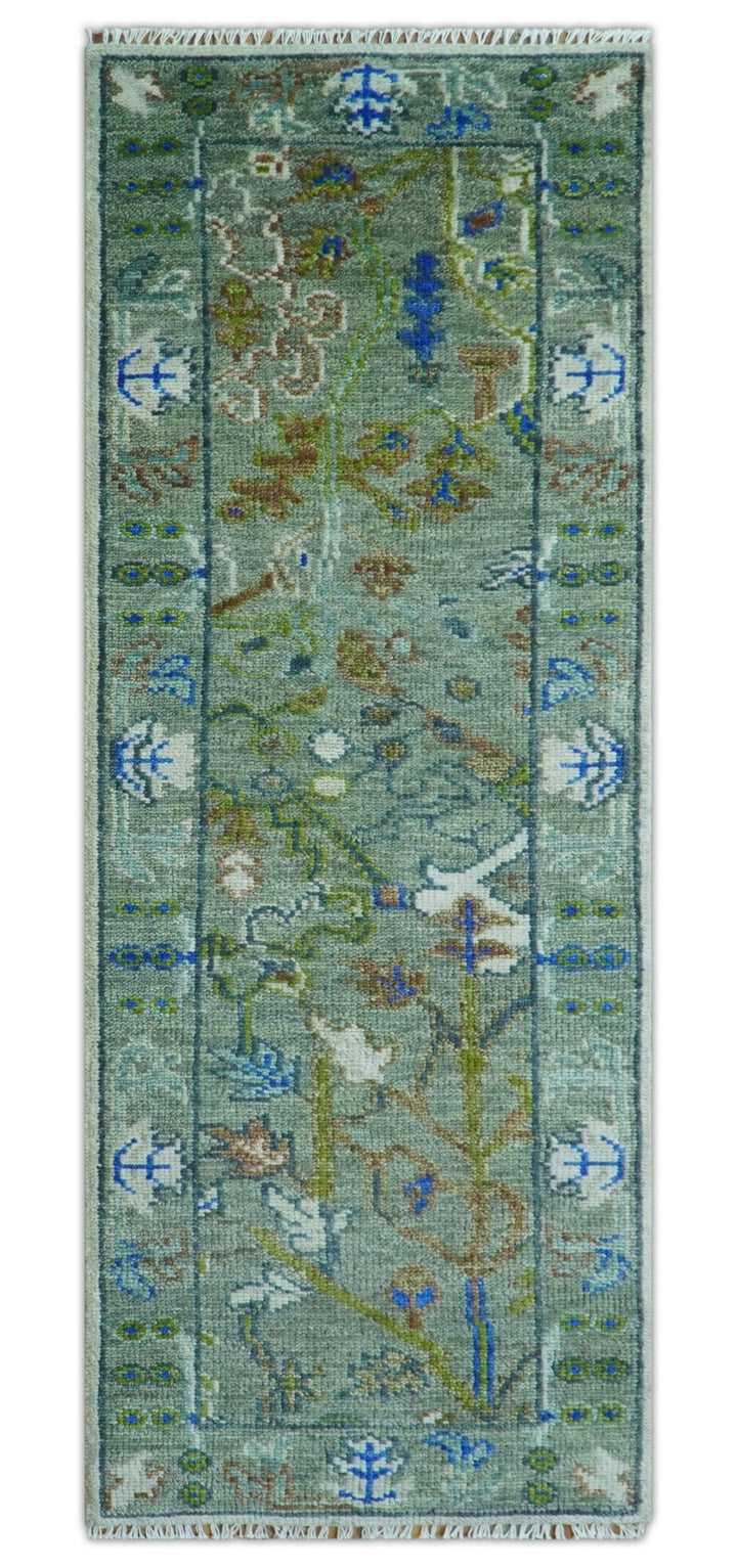 Custom Made Runner The Plants and Roots Green Hand Knotted Wool Rug - The Rug Decor