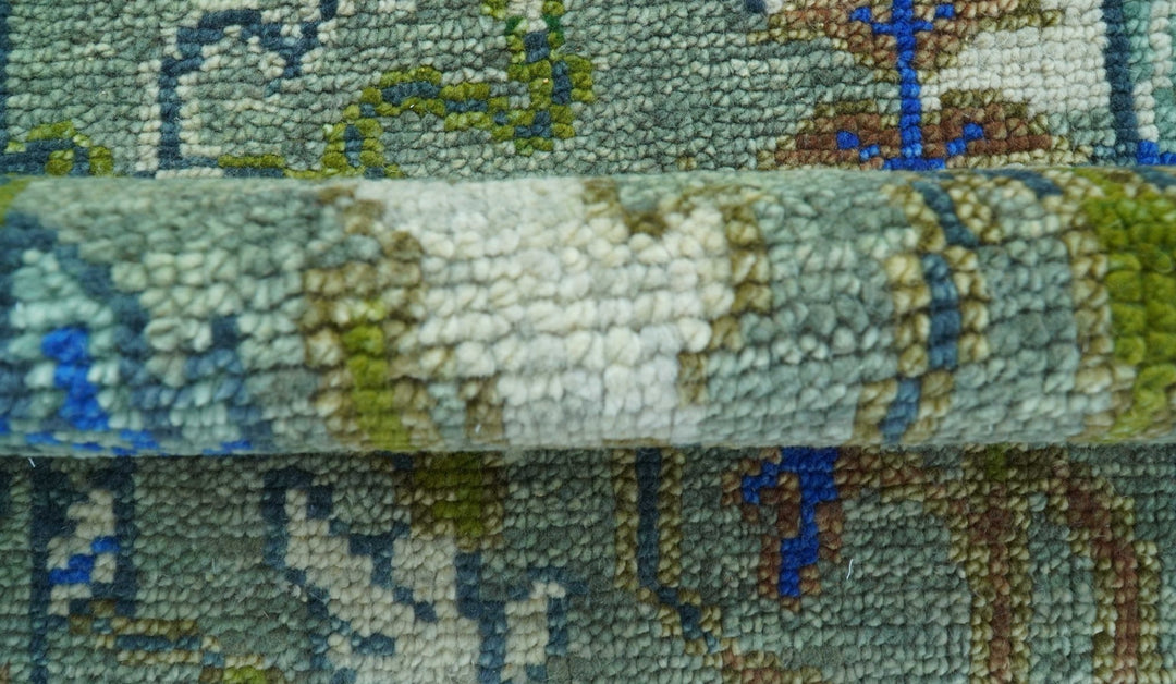 Custom Made Runner The Plants and Roots Green Hand Knotted Wool Rug - The Rug Decor