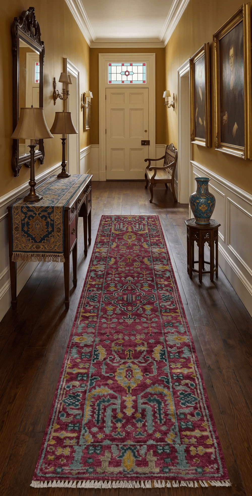 Custom Made Runner Traditional Maroon Hand Knotted Wool Rug - The Rug Decor