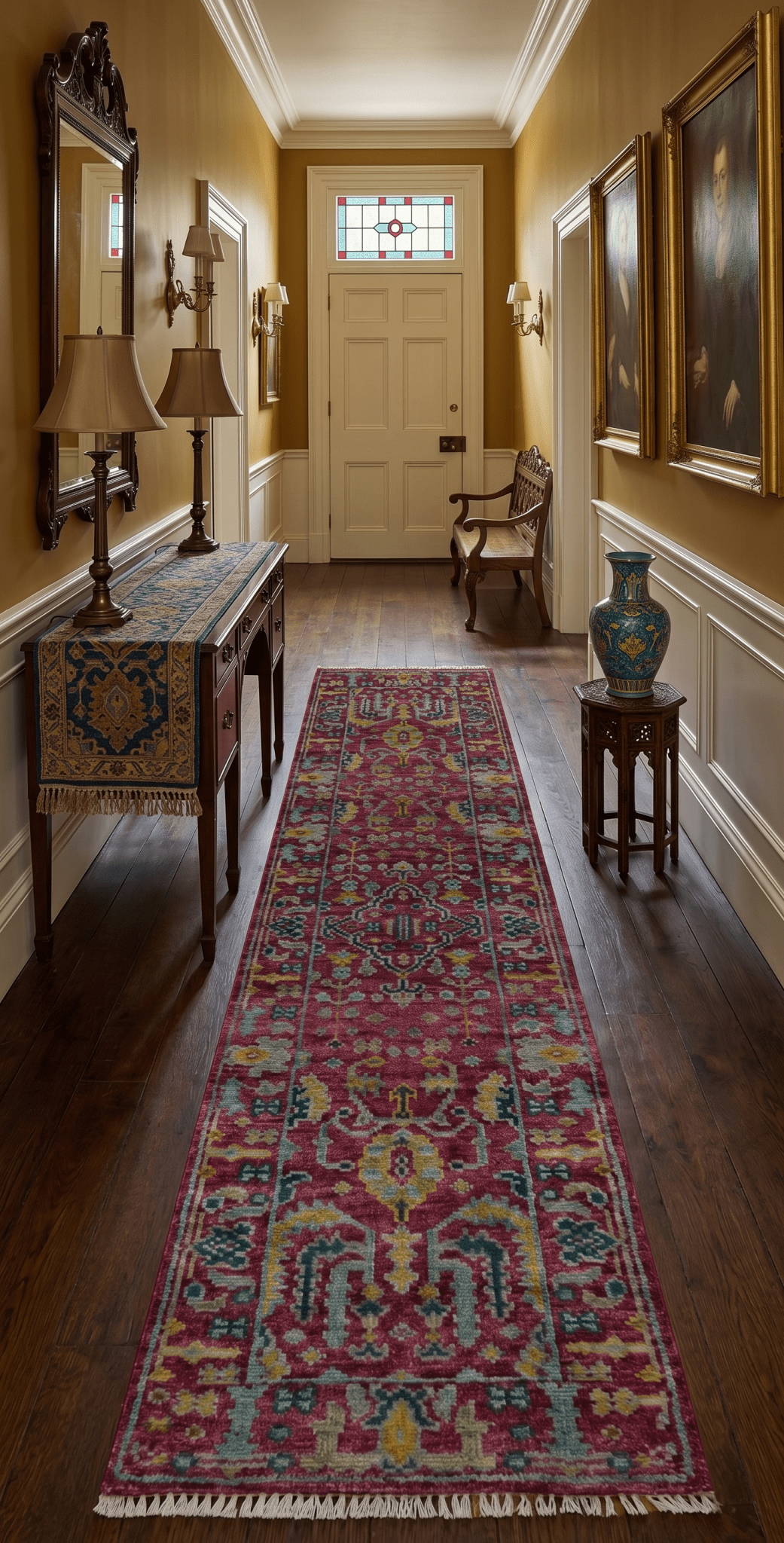 Custom Made Runner Traditional Maroon Hand Knotted Wool Rug - The Rug Decor