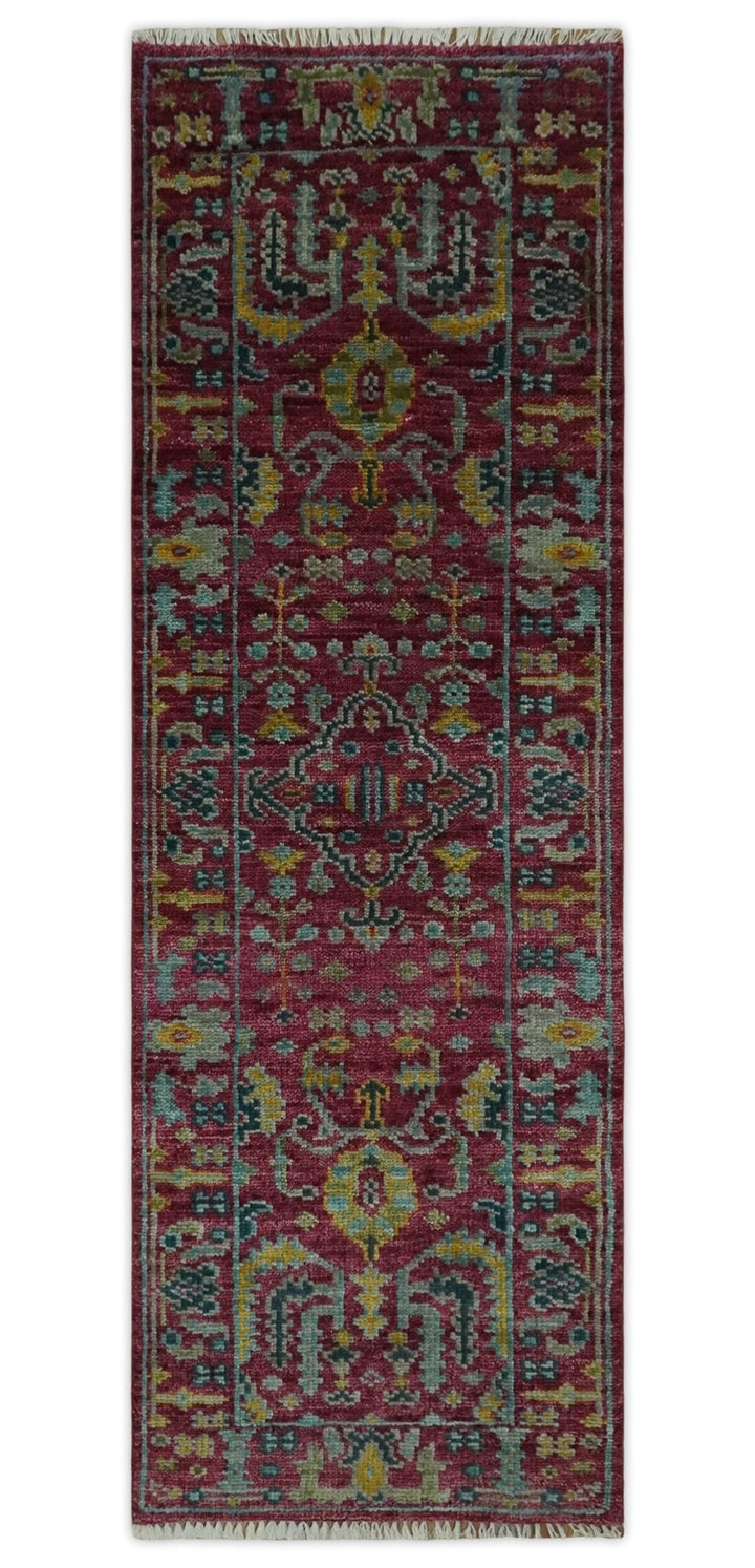 Custom Made Runner Traditional Maroon Hand Knotted Wool Rug - The Rug Decor