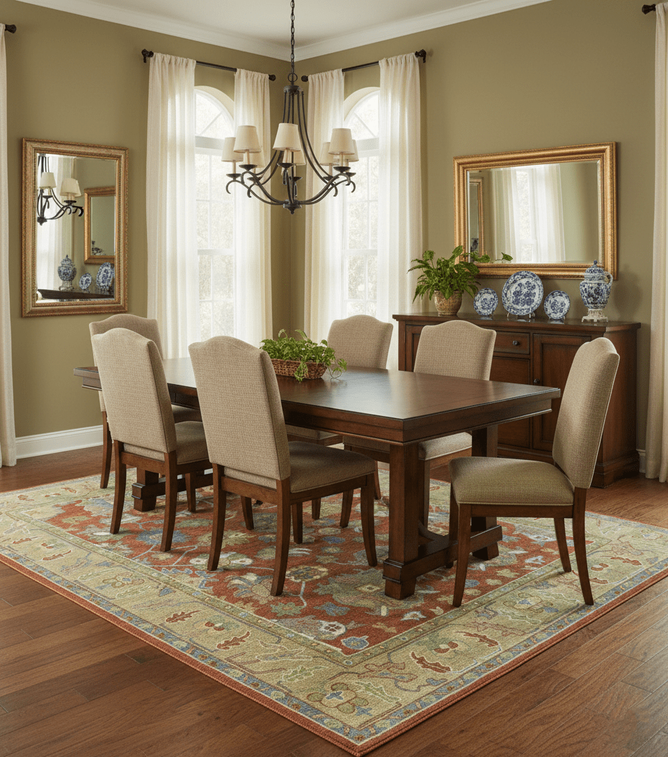 Custom Made Rust And Beige Traditional Oushak Design Hand Tufted 8x10 Wool Rug - The Rug Decor