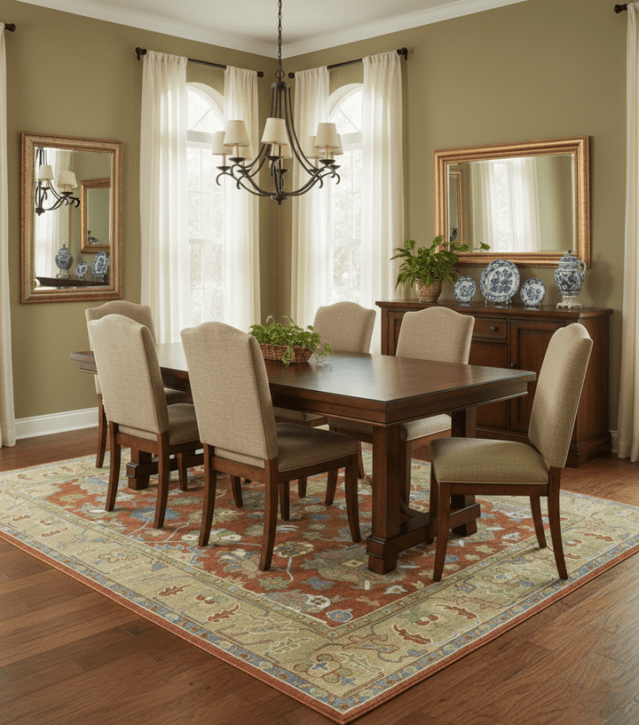 Custom Made Rust And Beige Traditional Oushak Design Hand Tufted 8x10 Wool Rug - The Rug Decor