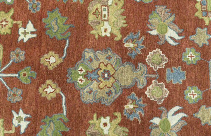 Custom Made Rust And Beige Traditional Oushak Design Hand Tufted 8x10 Wool Rug - The Rug Decor