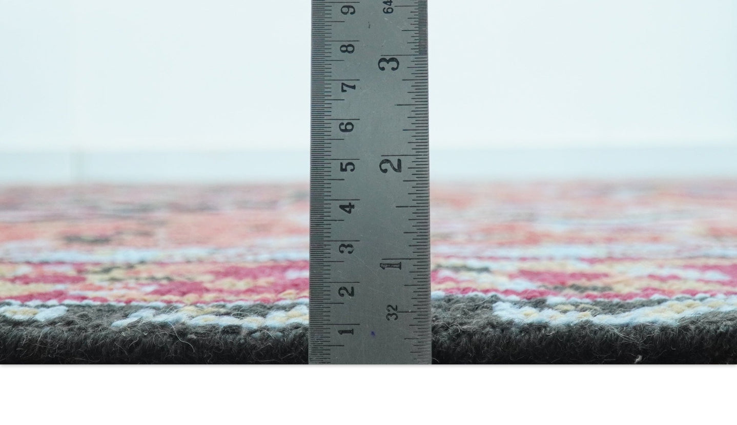 Custom Made Rust And Black Traditional Medallions Design Hand Knotted Wool Rug - The Rug Decor