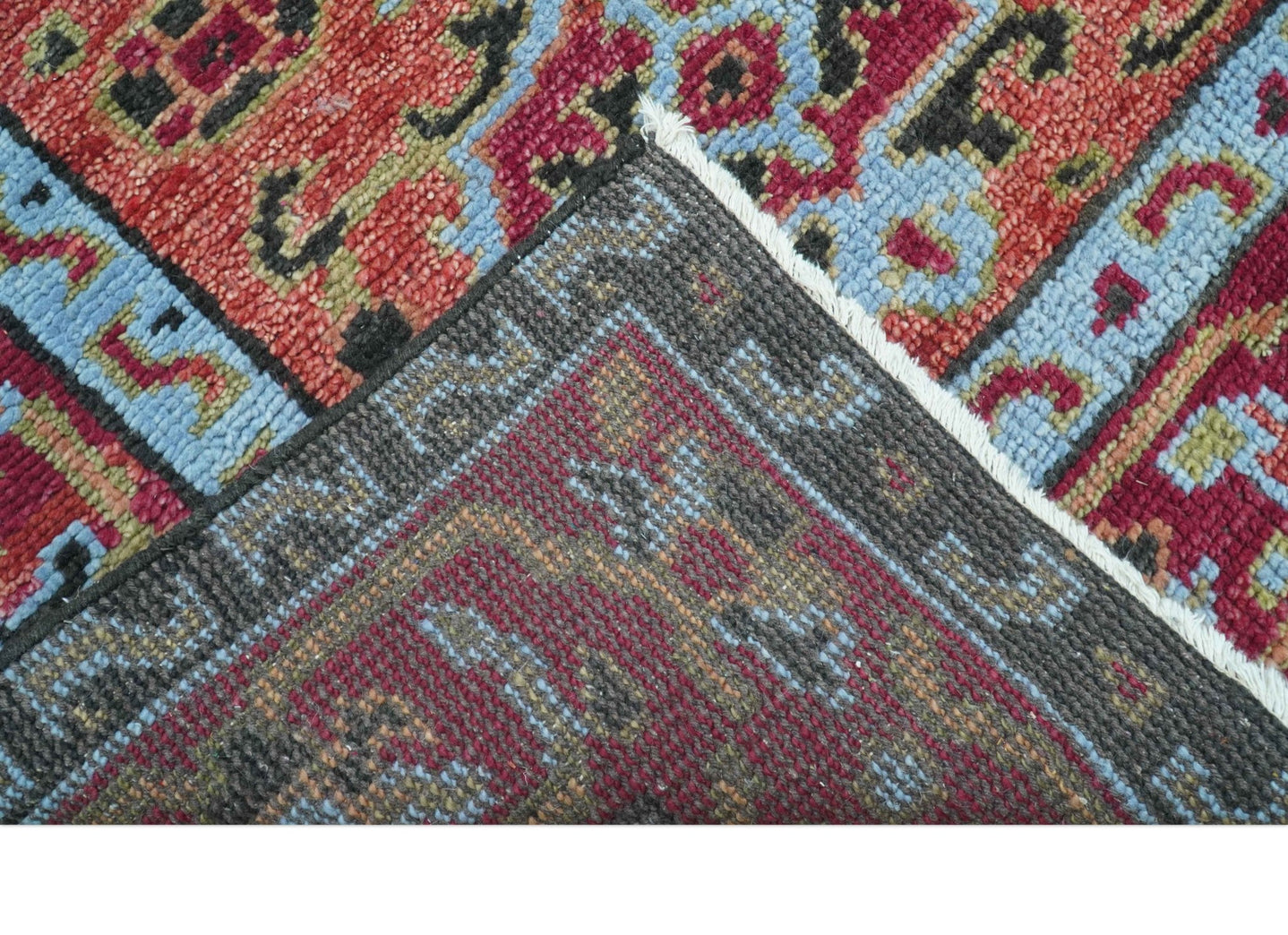 Custom Made Rust And Black Traditional Medallions Design Hand Knotted Wool Rug - The Rug Decor