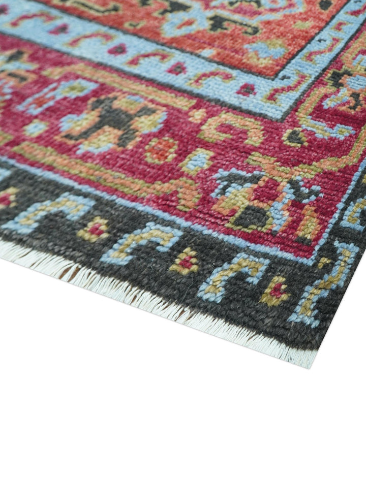Custom Made Rust And Black Traditional Medallions Design Hand Knotted Wool Rug - The Rug Decor