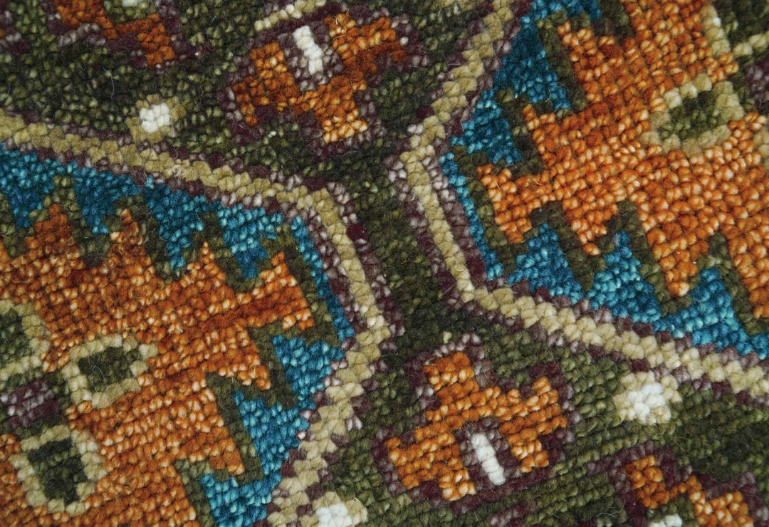 Custom Made Rust And Brown Round Oriental Hand Knotted Wool Rug - The Rug Decor
