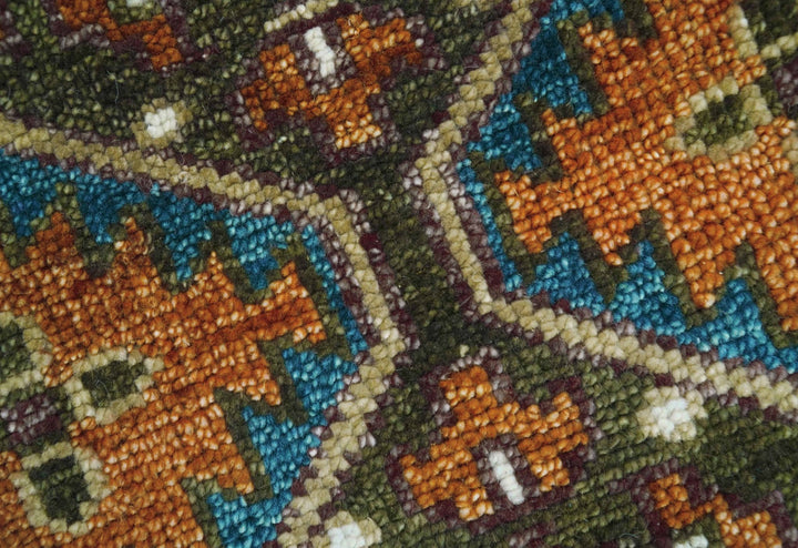 Custom Made Rust And Brown Round Oriental Hand Knotted Wool Rug - The Rug Decor