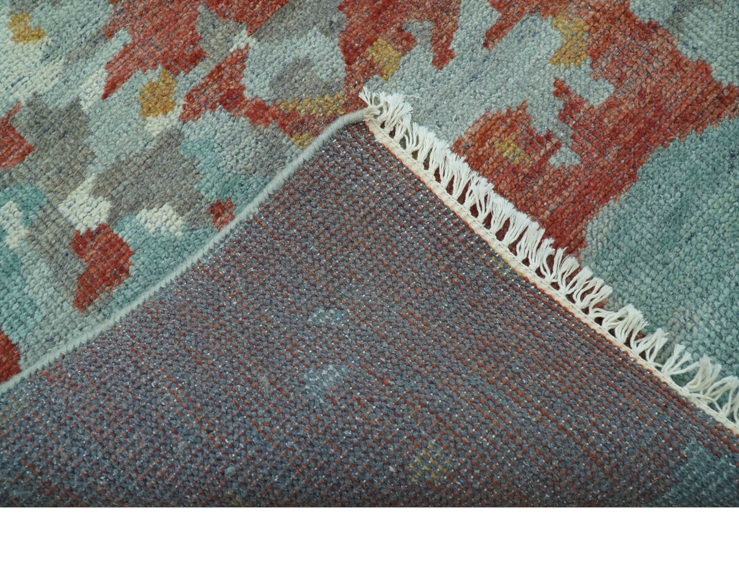 Custom Made Rust And Gray Modern Abstract Design Hand knotted Wool Area Rug - The Rug Decor