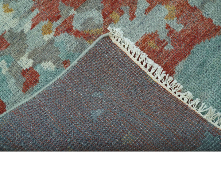 Custom Made Rust And Gray Modern Abstract Design Hand knotted Wool Area Rug - The Rug Decor