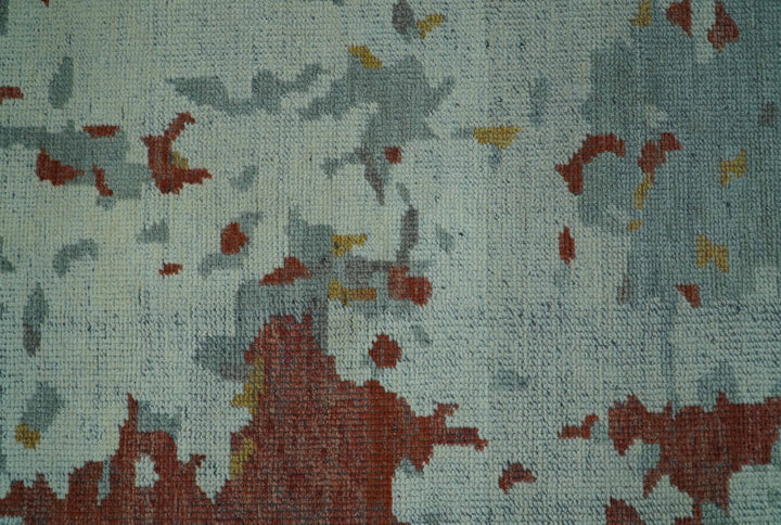 Custom Made Rust And Gray Modern Abstract Design Hand knotted Wool Area Rug - The Rug Decor