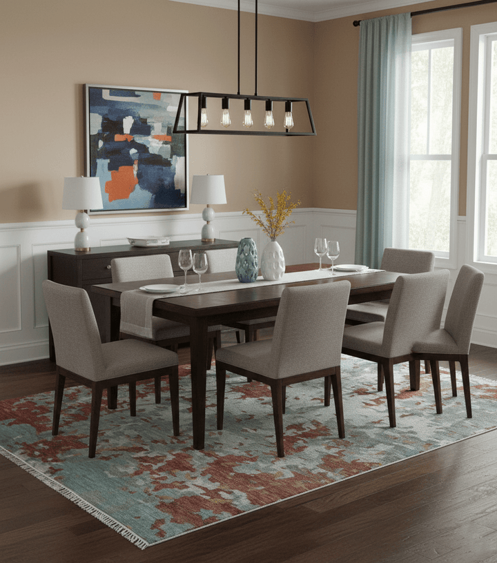 Custom Made Rust And Gray Modern Abstract Design Hand knotted Wool Area Rug - The Rug Decor