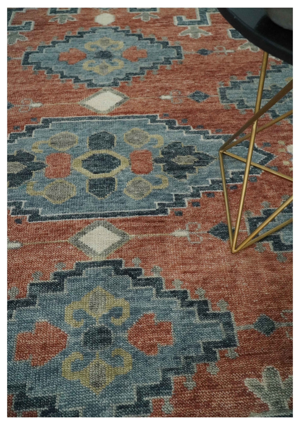 Custom Made Rust and Gray Traditional Hand knotted Multi Size wool Area Rug - The Rug Decor