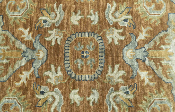 Custom Made Rust, Beige And Blue Traditional Hand Knotted wool rug - The Rug Decor