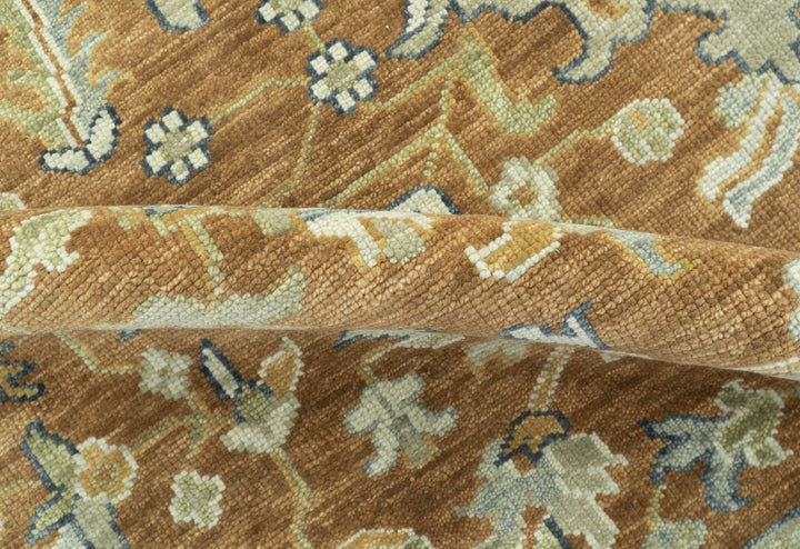 Custom Made Rust, Beige And Blue Traditional Hand Knotted wool rug - The Rug Decor
