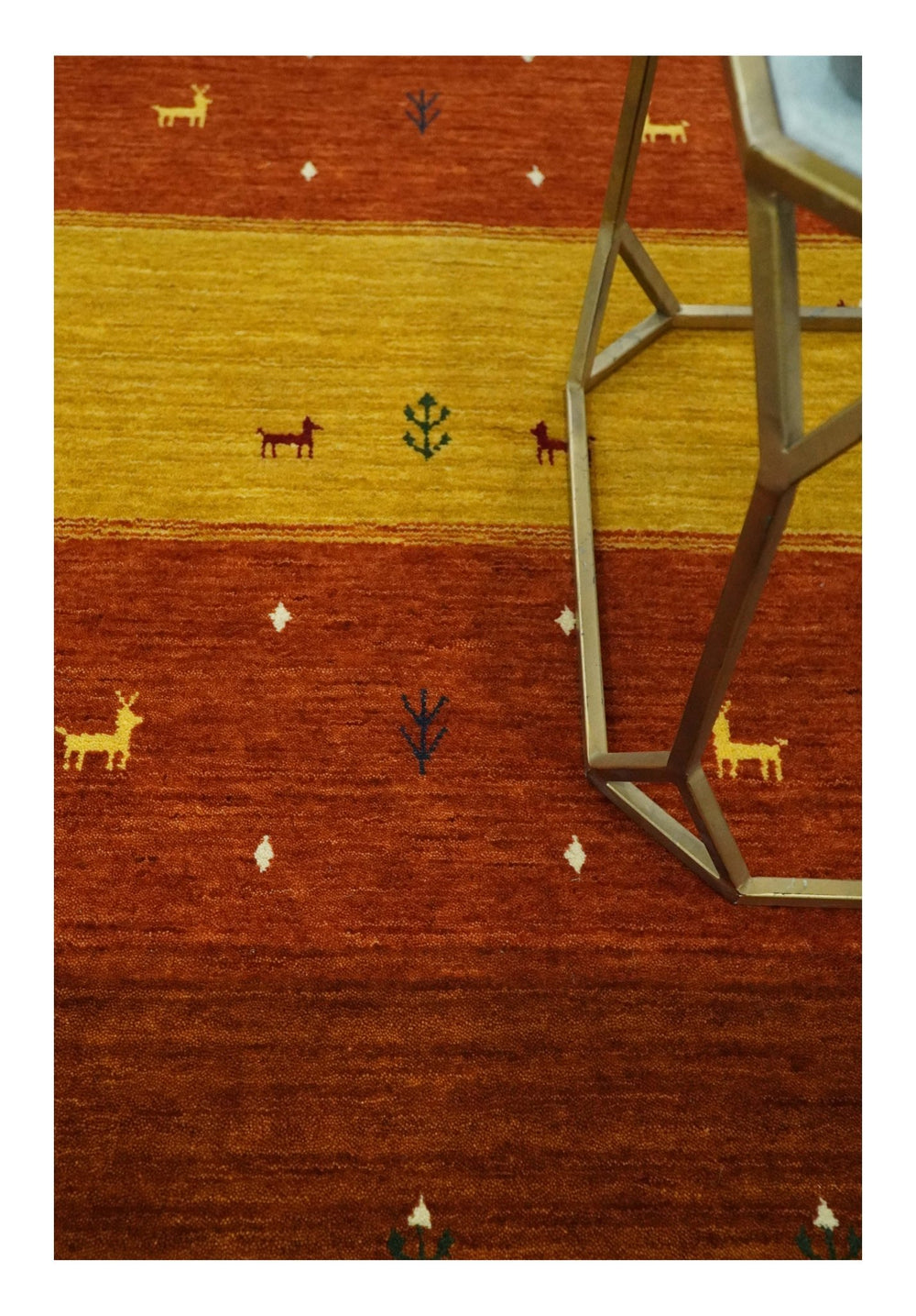 Custom Made Rust, Brown, Gold and Charcoal Geometrical Stripes Design wool area rug - The Rug Decor