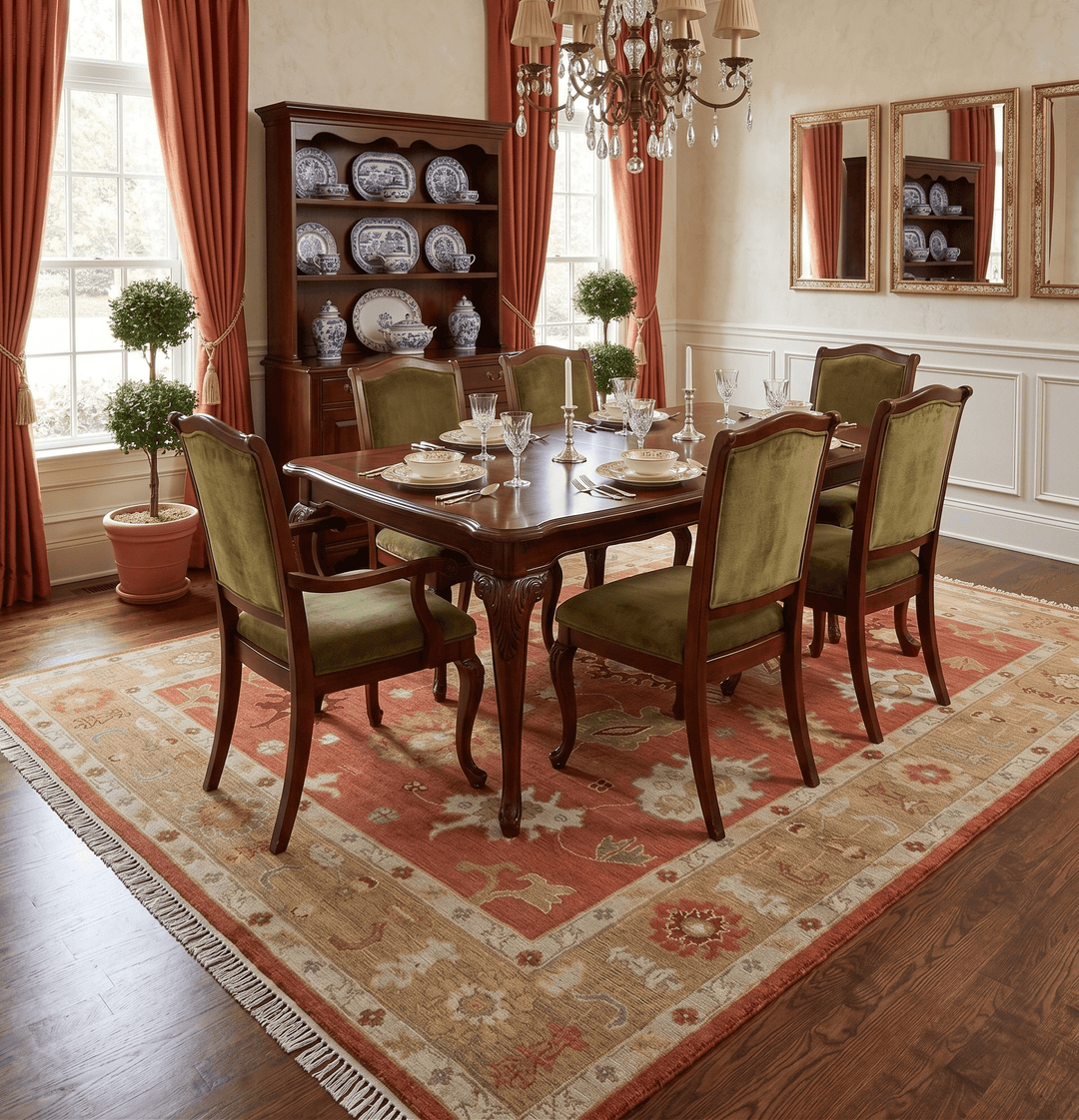 Custom Made Rust, Ivory and Beige Hand Knotted Traditional Oushak Multi Size Wool Area Rug - The Rug Decor