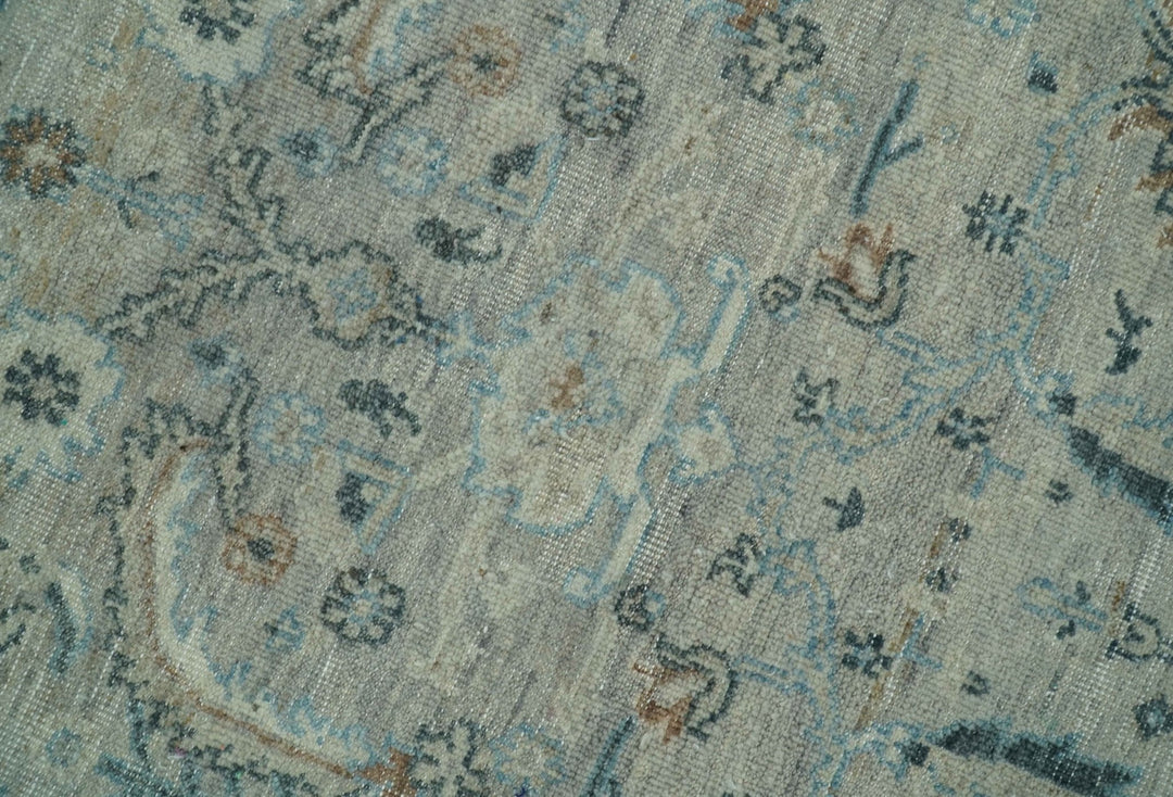 Custom Made Silver And Blue Traditional Oriental Design Hand knotted Wool Area Rug - The Rug Decor