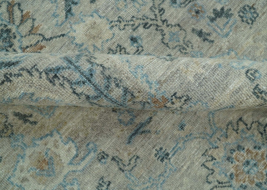 Custom Made Silver And Blue Traditional Oriental Design Hand knotted Wool Area Rug - The Rug Decor