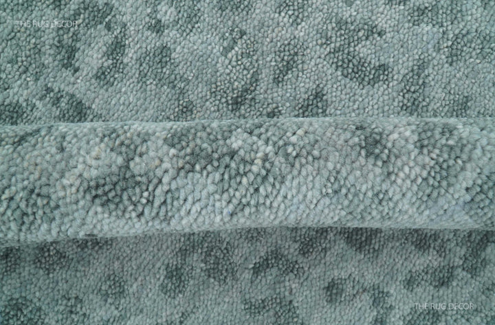 Custom Made Silver and Gray Leopard Print Hand Knotted Wool Rug - The Rug Decor
