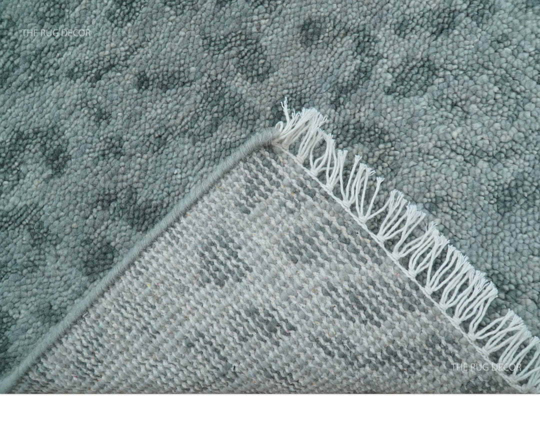 Custom Made Silver and Gray Leopard Print Hand Knotted Wool Rug - The Rug Decor